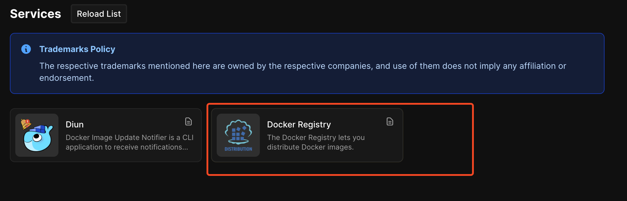 Coolify one-click Docker Registry service